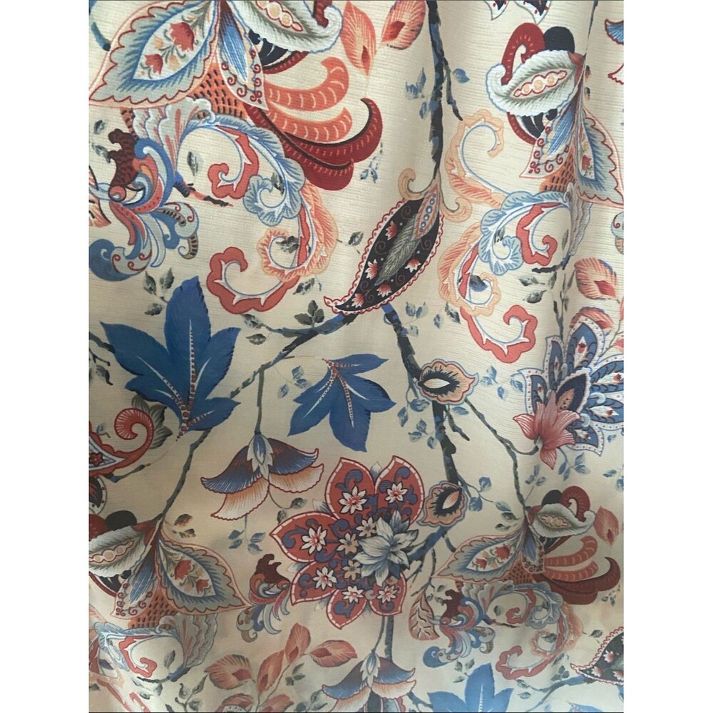 NAIF Tunic Light Pink Blue Red Coral Floral & Paisley Tie-Neck Split Sleeve Sz L - Picture 6 of 11